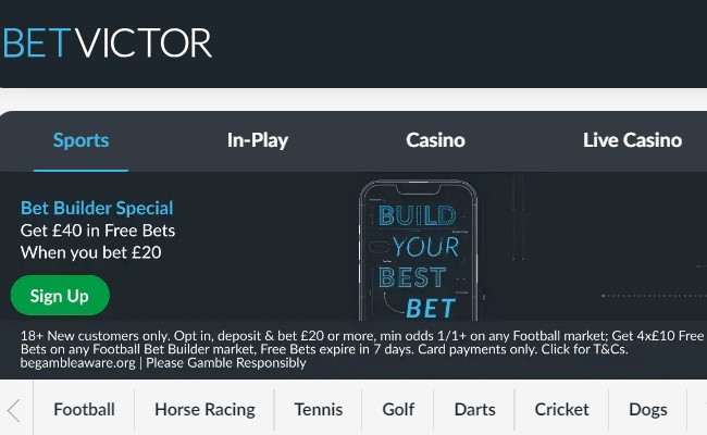 Bet £20 and Get £40 with Betvictor!