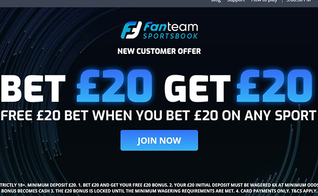 Bet 20 GBP and get another 20 with FanTeam bookmaker!
