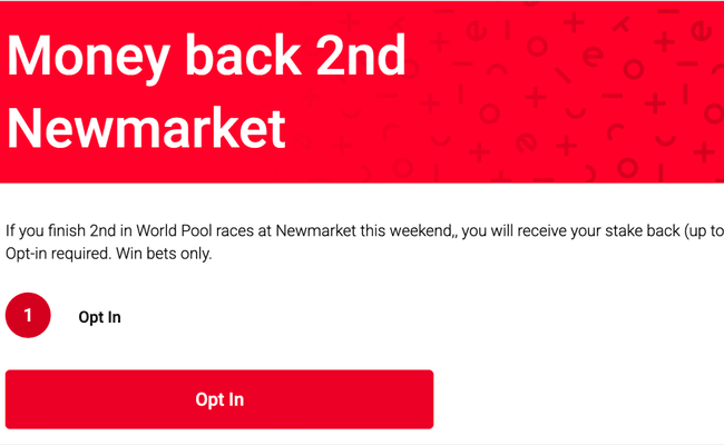 Money Back if 2nd at Newmarket with Tote!