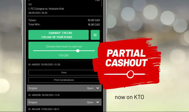 Use partial cashout with KTO bookmaker!